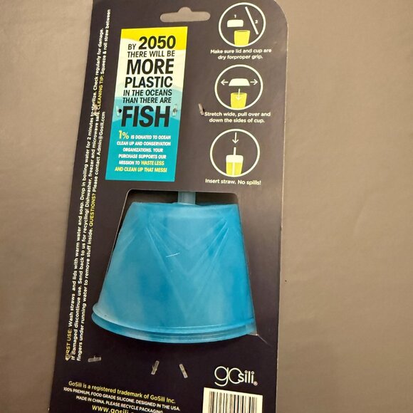goSili reusable silicone Ocean Cups, straws and Ocean lids and straws bundle - Picture 9 of 15